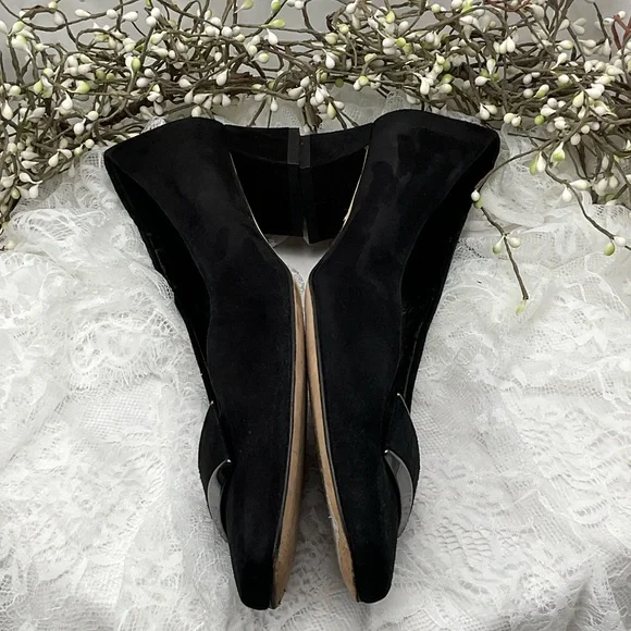 Vaneli Dannee Black Suede Low Heels Suede Pumps w/Silver Accents Sz10.5 #0217 - Picture 5 of 9